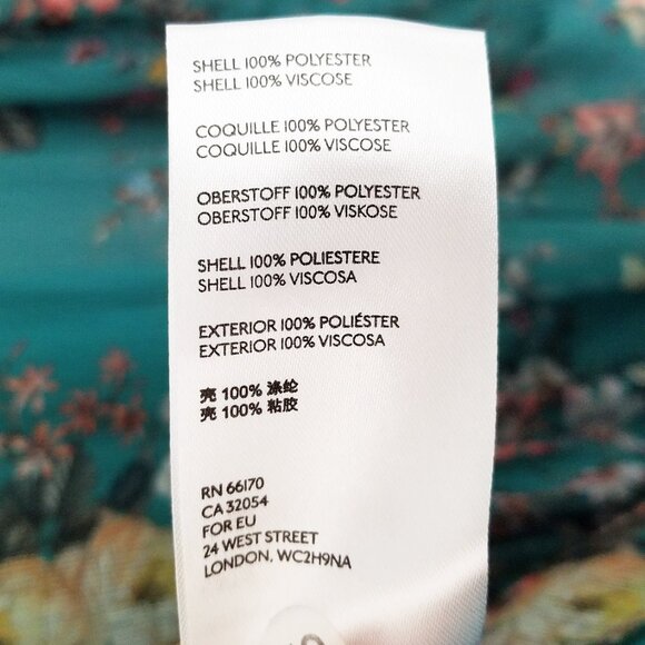 Anthropologie Maeve Emmy Teal Green Floral Tunic Dress S Sheer Chiffon Slip $158 - Picture 16 of 16